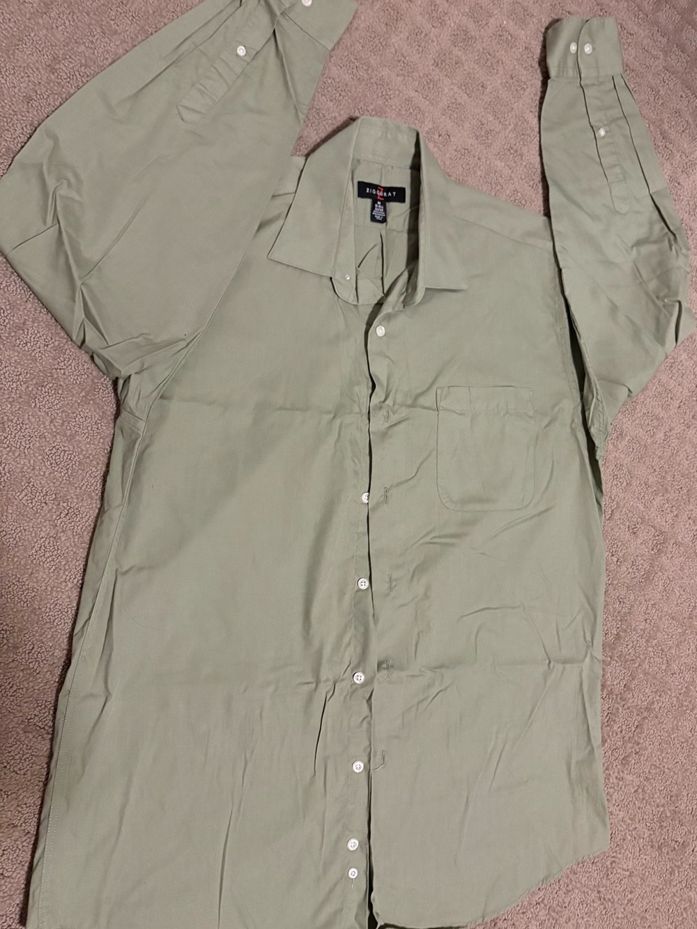 Men’s Dress Shirt Button Up Long Sleeve Olive Green (Ziggurat Brand)